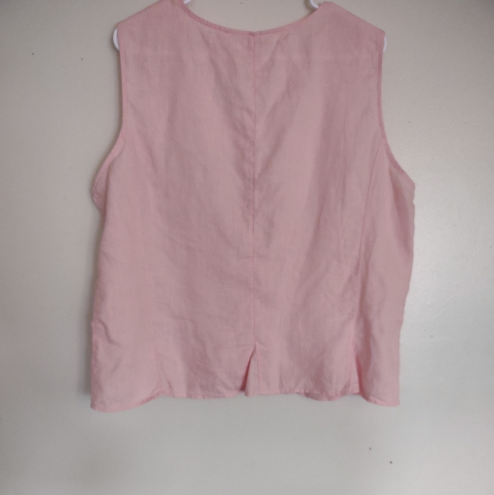 J Jill Women's Pink Linen Sleeveless Tank Top - Picture 2 of 10